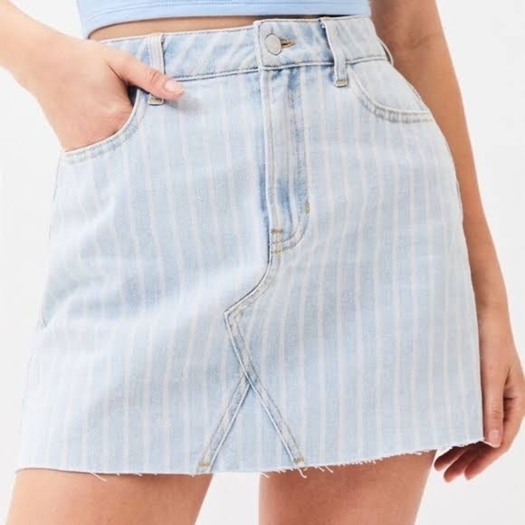 PacSun Vintage Striped Denim Mini Skirt - Picture 1 of 9